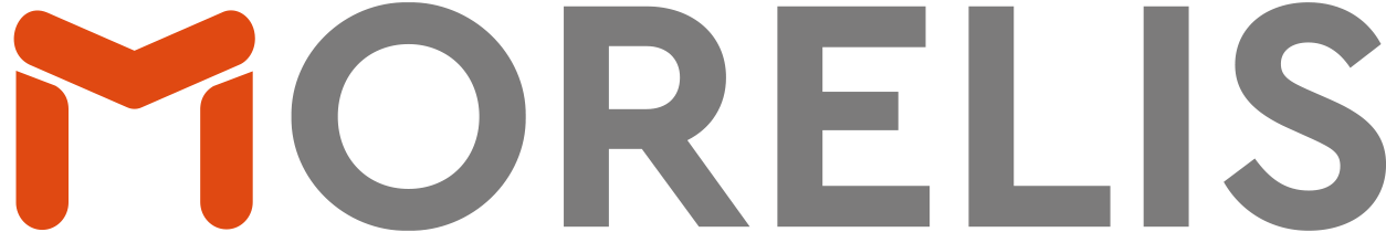 Morelis logo featuring a stylized "M" in orange and the word "Morelis" in gray.