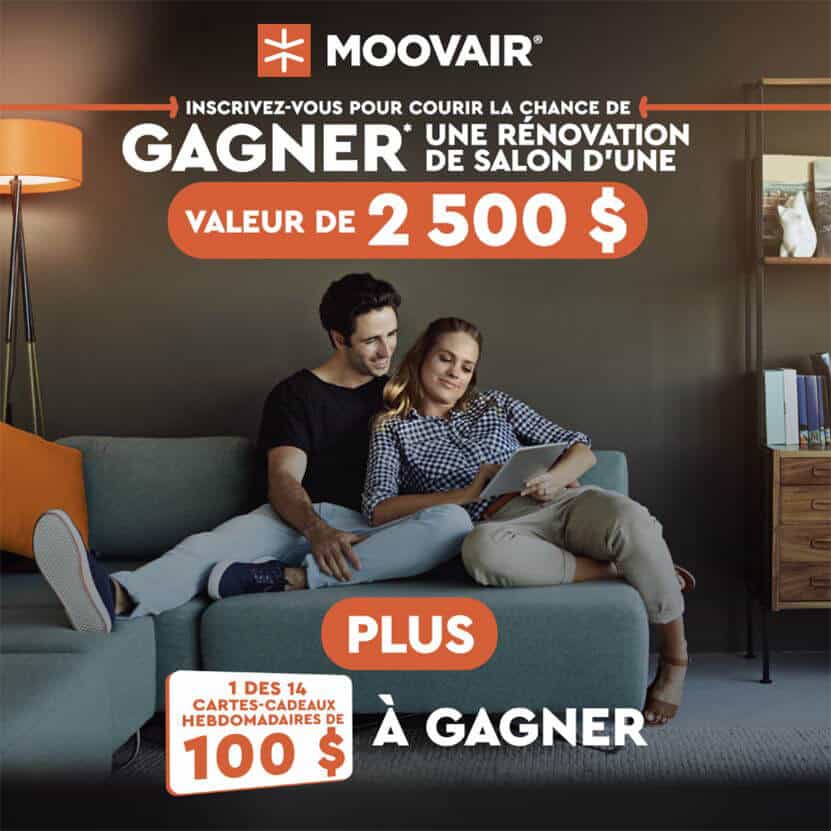 Concours Moovair® - inscrivez-vous pour courir la chance de gagner une rénovation de salon d'une valeur de 2 500 $